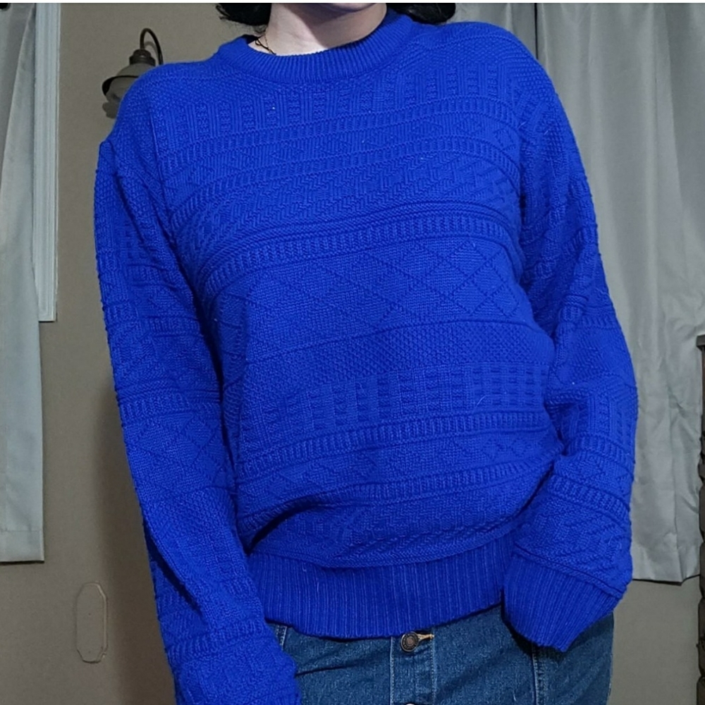 Vintage Knit Sweater: Royal Blue